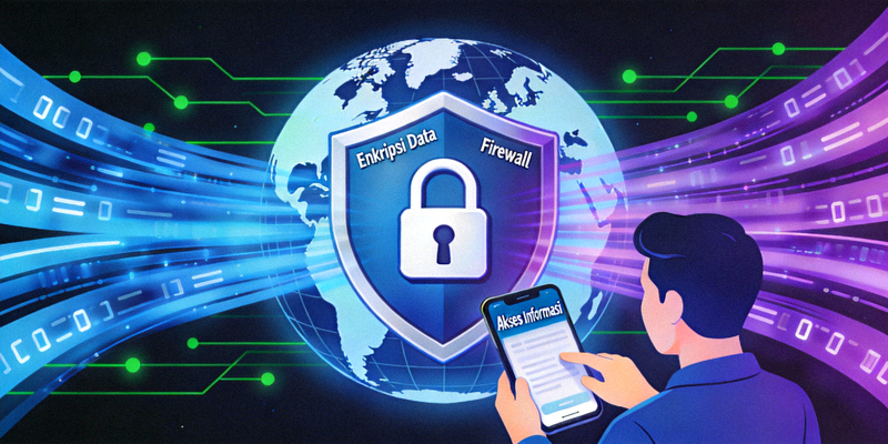 Ilustrasi konsep keamanan digital dan akses informasi di internet