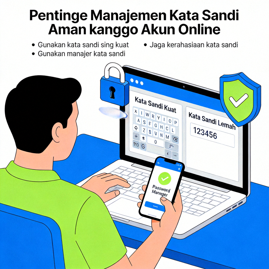 Ilustrasi pentingnya manajemen kata sandi yang aman untuk akun online